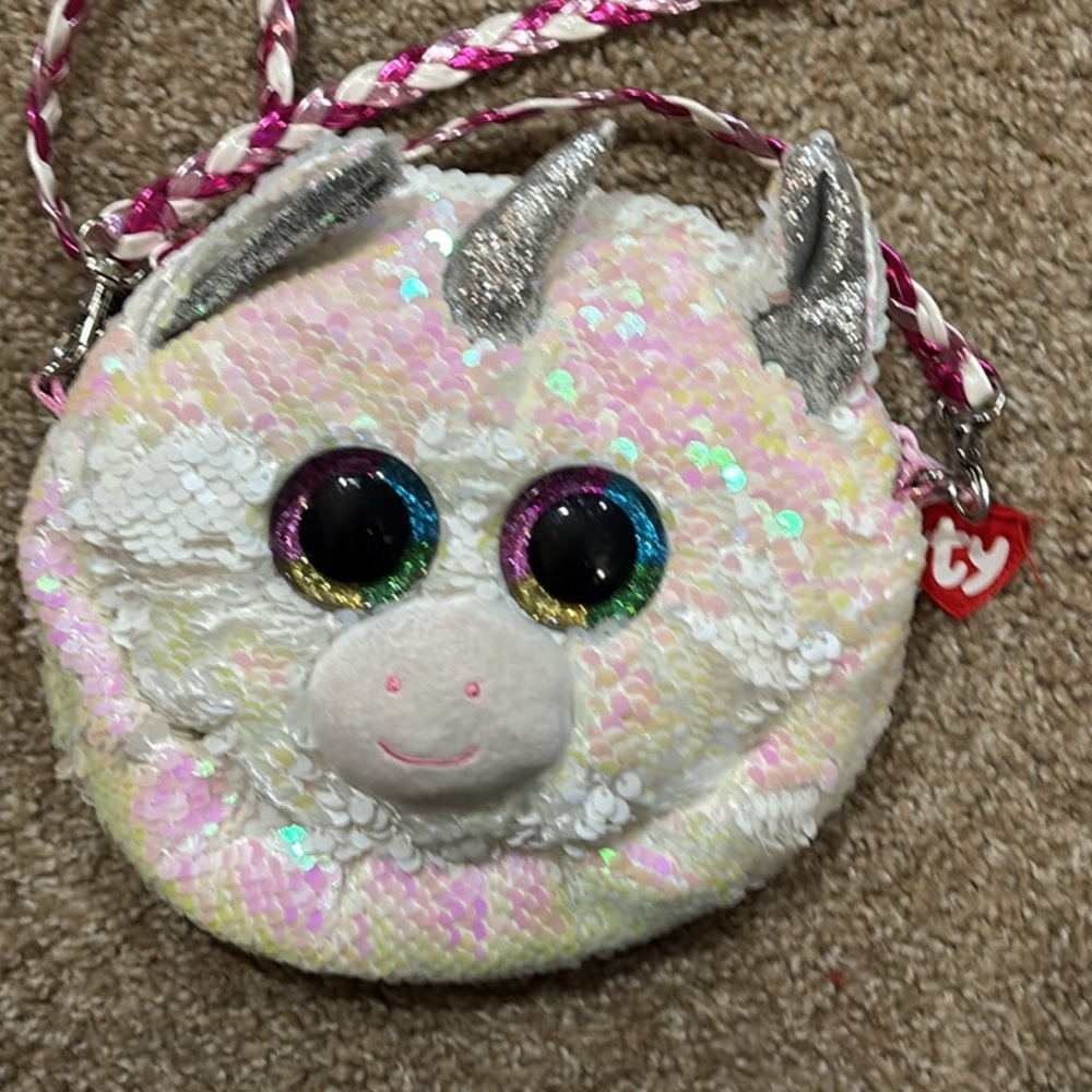 Ty Unicorn Sequin Bag - White and Silver